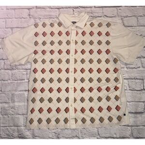 Men's Size XL Callaway Golf Cream Polo Shirt Red‎ Green Blue Black Diamonds